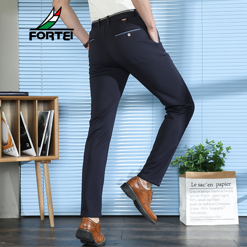fortei富铤西裤男士修身西装裤商务宽松直筒小脚休闲西服裤子男