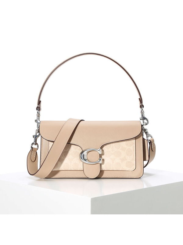 COACH/蔻驰TABBY 26号 经典标志涂层帆布单肩包91215 26*15*7.5CM 牛皮革\PVC