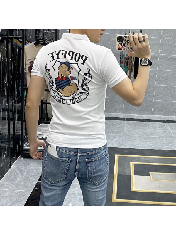 Ceen Bulled社会小伙polo衫男士潮流短袖T恤2022夏季新款时尚休闲翻领体恤男