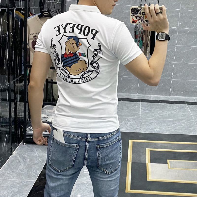 Ceen Bulled社会小伙polo衫男士潮流短袖T恤2022夏季新款时尚休闲翻领体恤男图片