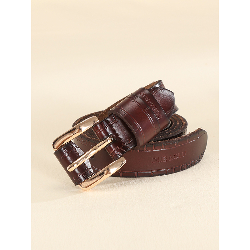 都宝路dubaolu新款复古简约文艺气质耐磨女针扣腰带