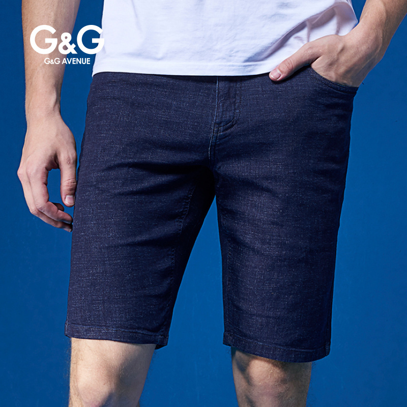 G＆G 男士黑色牛仔短裤男修身夏季5五分裤2019新款潮夏天薄款中裤
