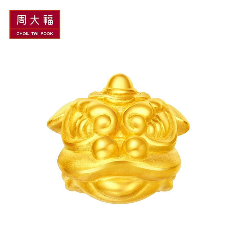 周大福喜狮系列 神气醒狮转运珠足金黄金吊坠R21444