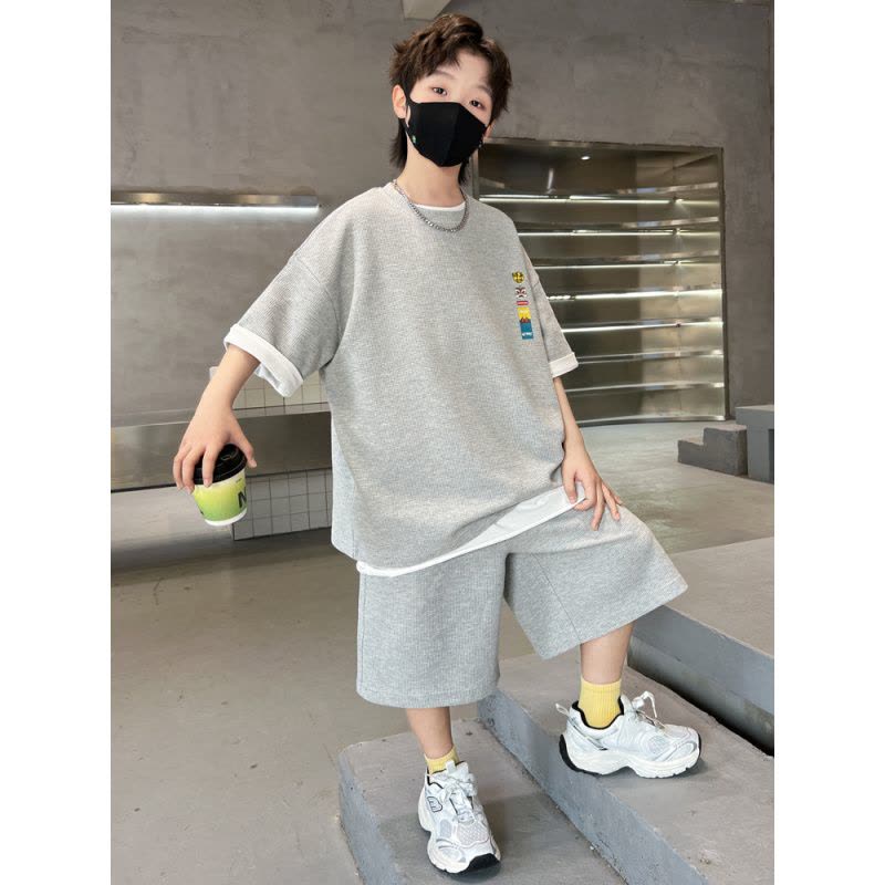 男童夏季套装2025新款儿童夏装短袖运动服薄款大童夏款帅气时髦潮图片