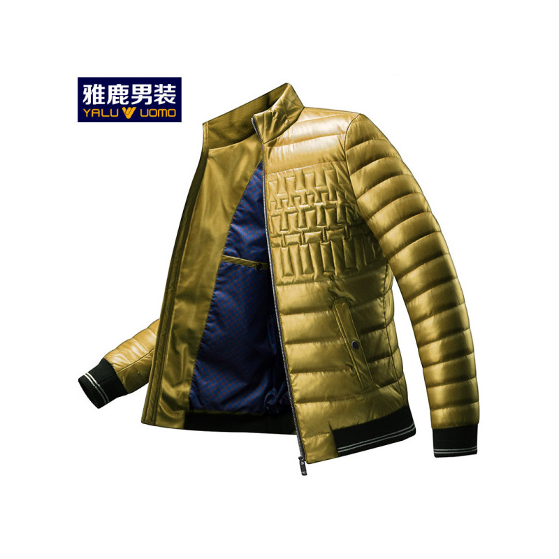 雅鹿男装羽绒服男简约男款立领轻薄短款男士羽绒服C67EDYB4N101