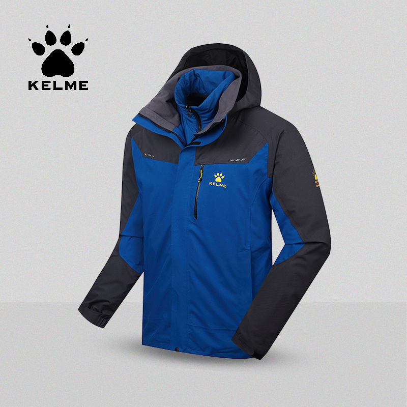 卡尔美冲锋衣男加绒加厚防风户外运动登山服秋冬保暖外套