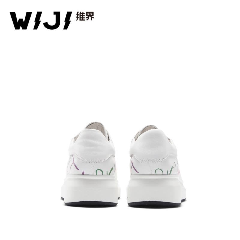 WIJI女鞋2018春季新款韩版时尚潮流板鞋深口厚底系带蝴蝶休闲单鞋图片