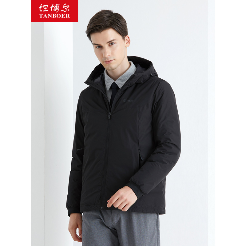 坦博尔2020年新款羽绒服男短款连帽休闲商务秋冬保暖男装TA202529