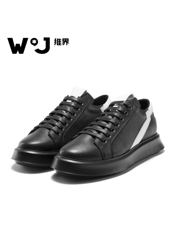 维界休闲鞋真皮韩版男士时尚潮鞋个厚底百搭板鞋这就是街舞