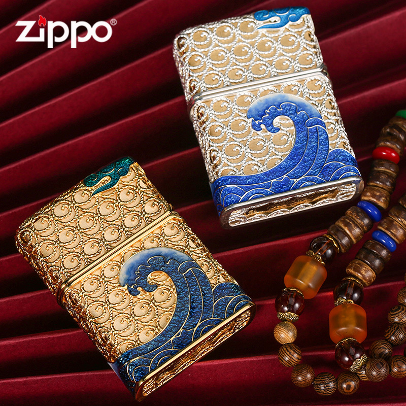 zippo芝宝正版打火机仙鹤银机花丝镂空珐琅彩限量版防风煤油火机