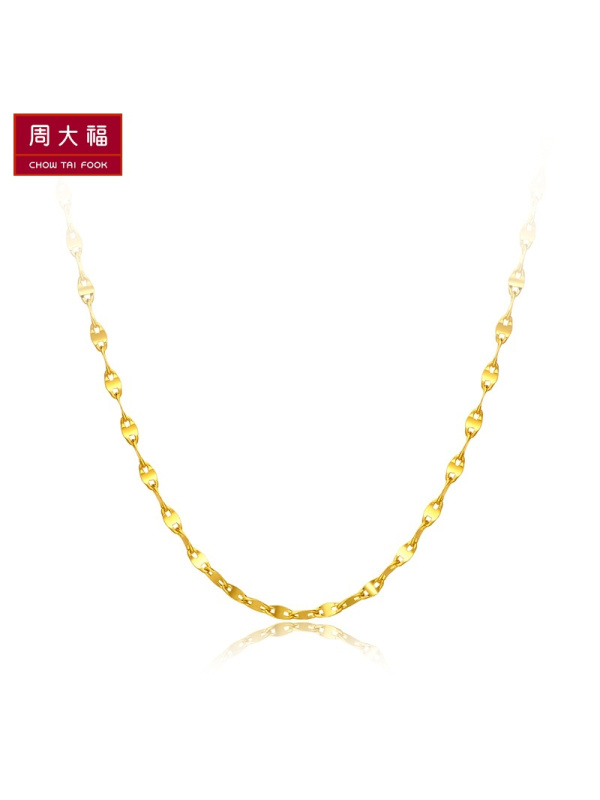 周大福简约足金黄金项链素链 女款 计价（工费138元）F188337