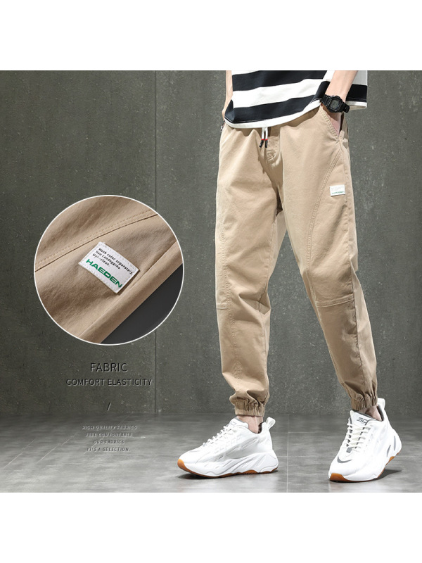 Ceba小清新休闲裤男小奶狗微哈工装裤潮流韩版大口袋裤子男魔术贴束脚