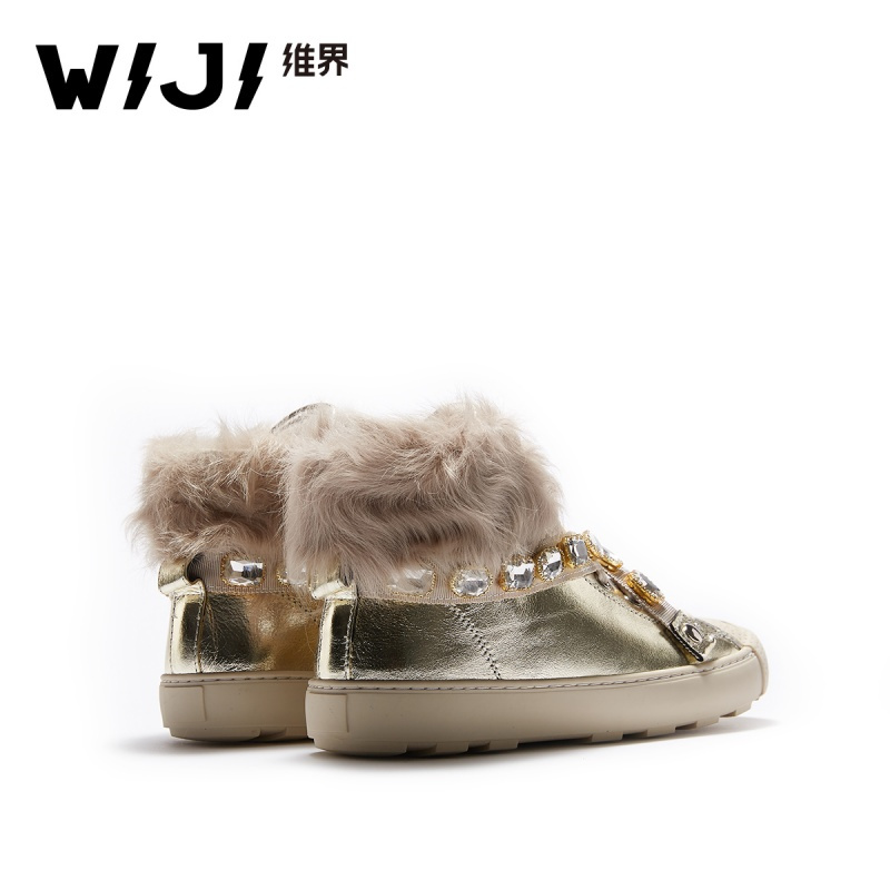 WIJI2018时尚新款欧美街头休闲潮鞋个性舒适透气圆头珍珠点缀女鞋