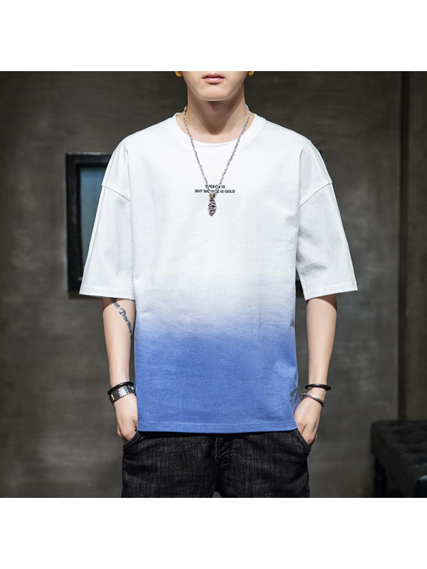 男装男士短袖t恤夏季潮牌ins韩版渐变体恤男潮流半袖上衣服男