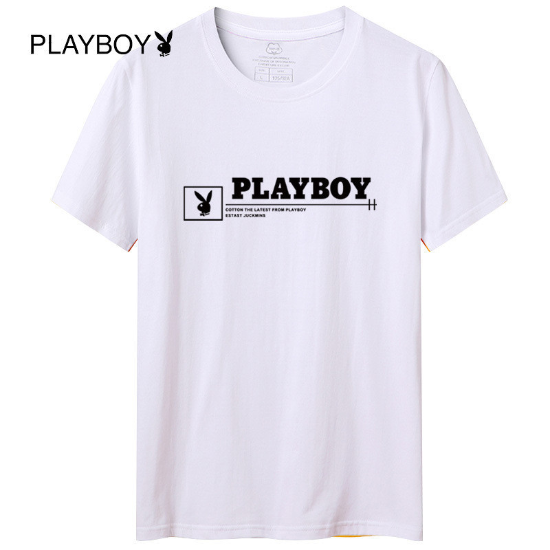 花花公子(PLAYBOY ICON)男士时尚休闲2020简约纯色圆领夏季短袖T恤