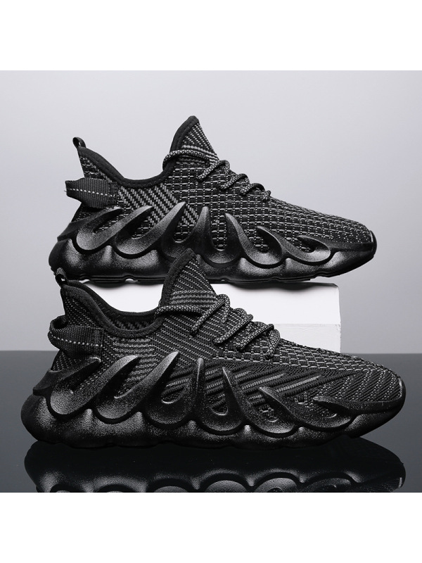 Ceba韩版潮流新款2021夏季男鞋休闲低帮纯色跑步运动鞋飞织透气椰子鞋