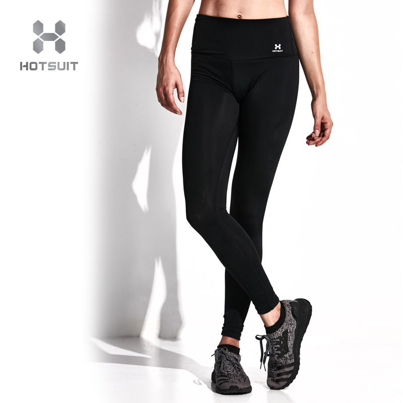 美国HOTSUIT后秀发汗系列运动裤女紧身高腰暴汗裤塑形美体发汗长裤女款跑步裤