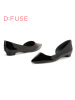 D：Fuse/迪芙斯牛漆皮尖头铆钉侧空低跟单鞋女鞋DF61113089