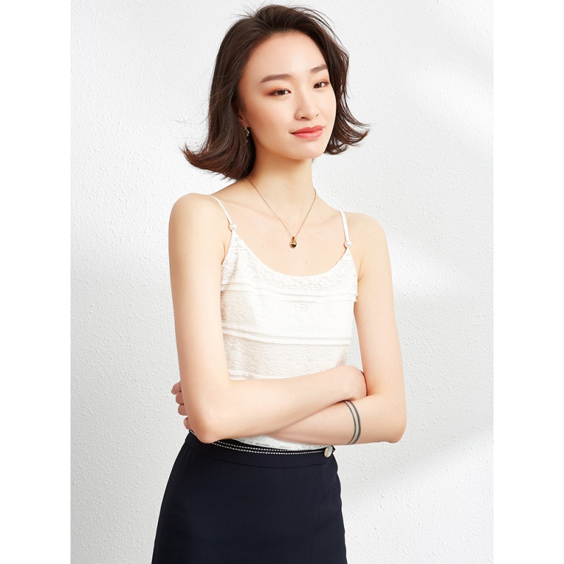 欧昵雪夏装性感蕾丝吊带背心女内搭显瘦可调节打底衫上衣