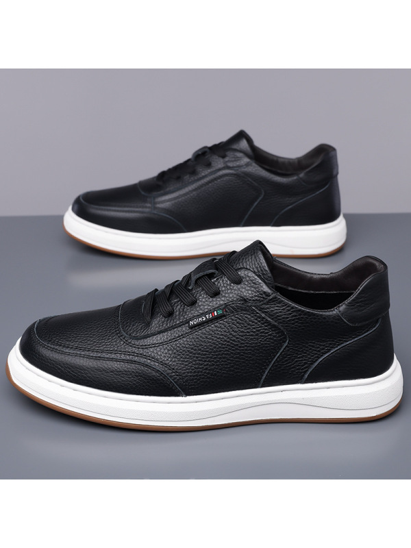 男鞋2025新款休闲皮鞋男士运动时尚潮流真皮牛皮低帮板鞋