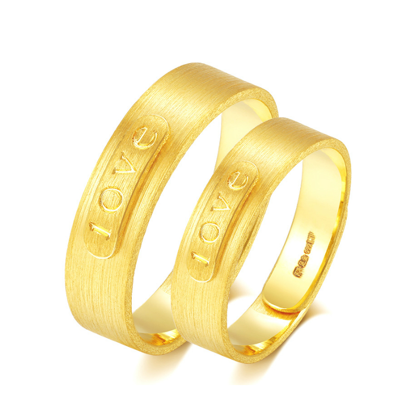 金大福(King tai fook)珠宝 黄金足金999戒指男女款 足金LOVE情侣戒指开口 活口情侣戒指