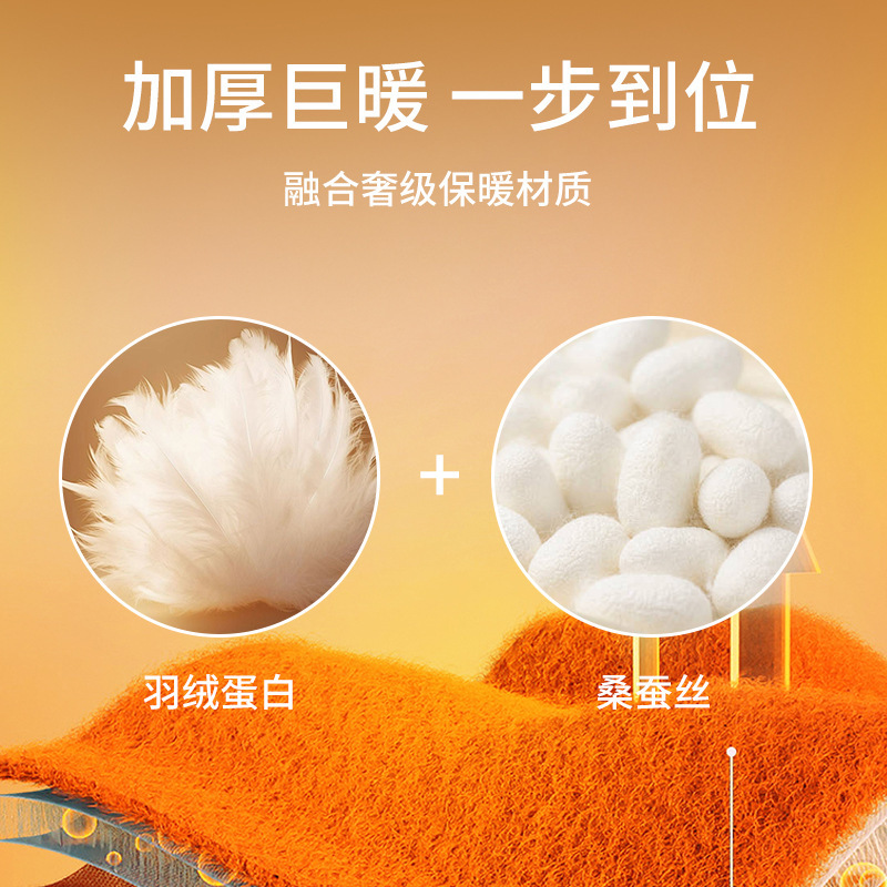 升级版冬季打底秋裤棉裤羽绒蚕丝加绒加厚温感护膝贴片男女保暖裤