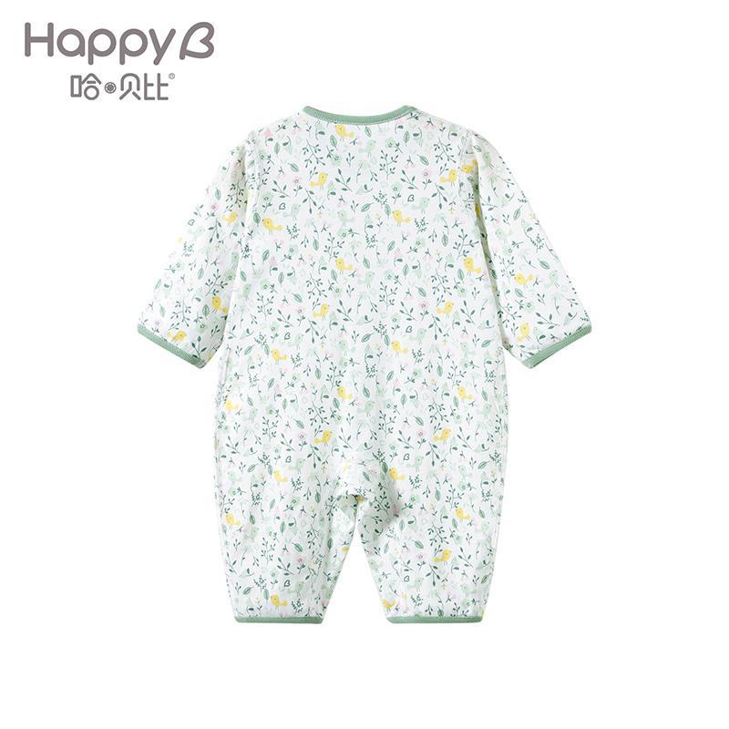 哈贝比（happyB）婴儿连体衣宝宝夏装纯棉衣服新生儿长袖两用哈衣爬服睡衣