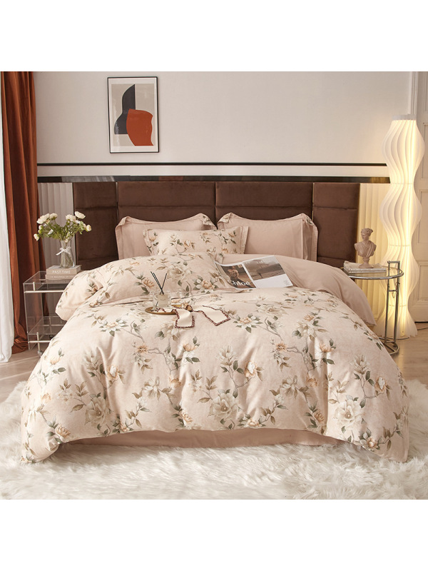 秋冬磨毛床上用品四件套纯棉印花床单被套床上四件套精梳全棉加厚