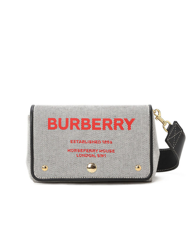 BURBERRY 博柏利 女士 斜挎包 HORSEFERRY 口盖包 字母徽标帆布织物8036714金扣