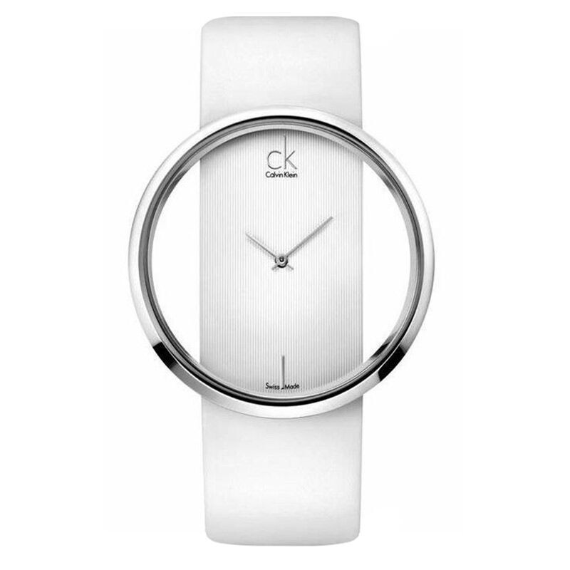 卡文克莱calvinkleinck手表女简约时尚镂空石英皮带腕表