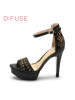 D：Fuse/迪芙斯夏新品羊皮铆钉水钻超高跟女凉鞋DF52113021
