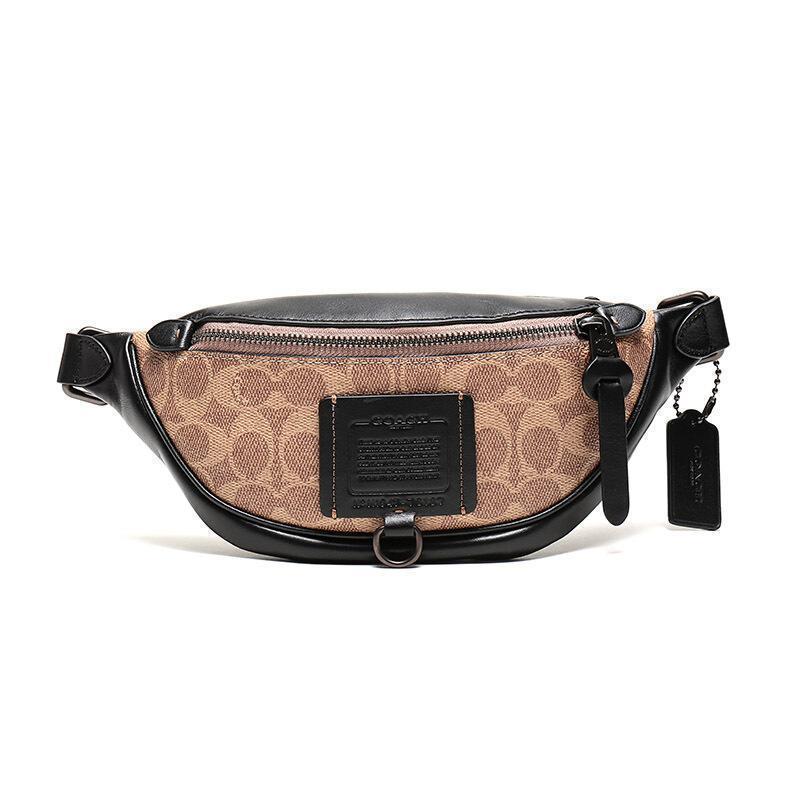 coach蔻驰奢侈品男女中性专柜款涂层帆布配皮rivington7号腰包胸包单