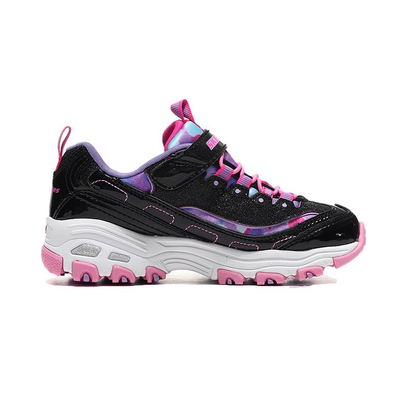 【自营】Skechers斯凯奇女童鞋休闲鞋时尚拼接防滑熊猫鞋80528L 80528L/BKMT黑色+多彩色