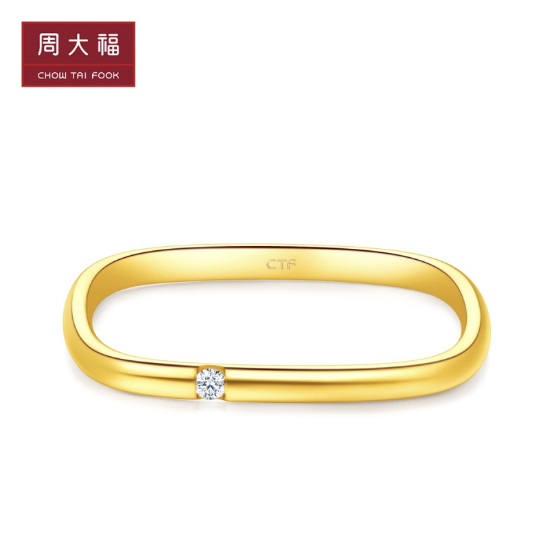 周大福17916系列22K金钻石小方戒戒指钻戒CE63534特惠