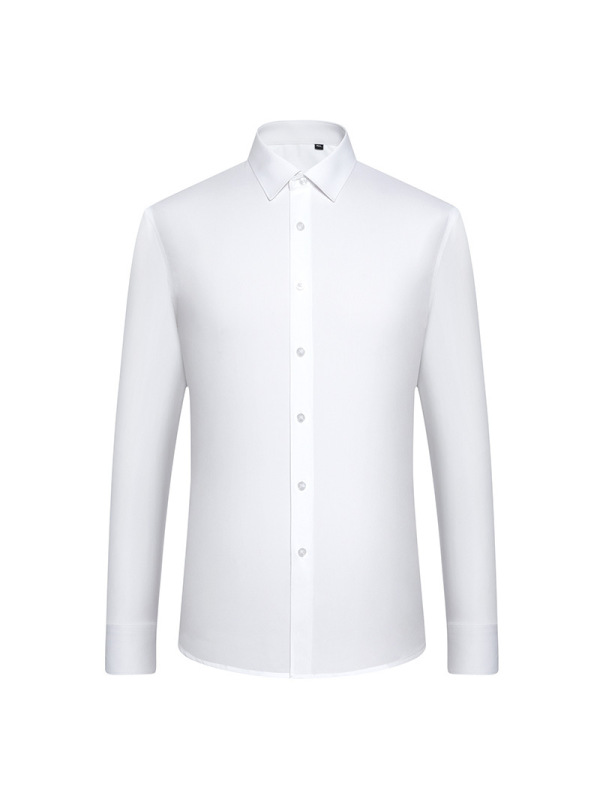 春季长袖衬衫男修身弹力免烫竹纤维工装衬衣男士纯色百搭商务寸衫