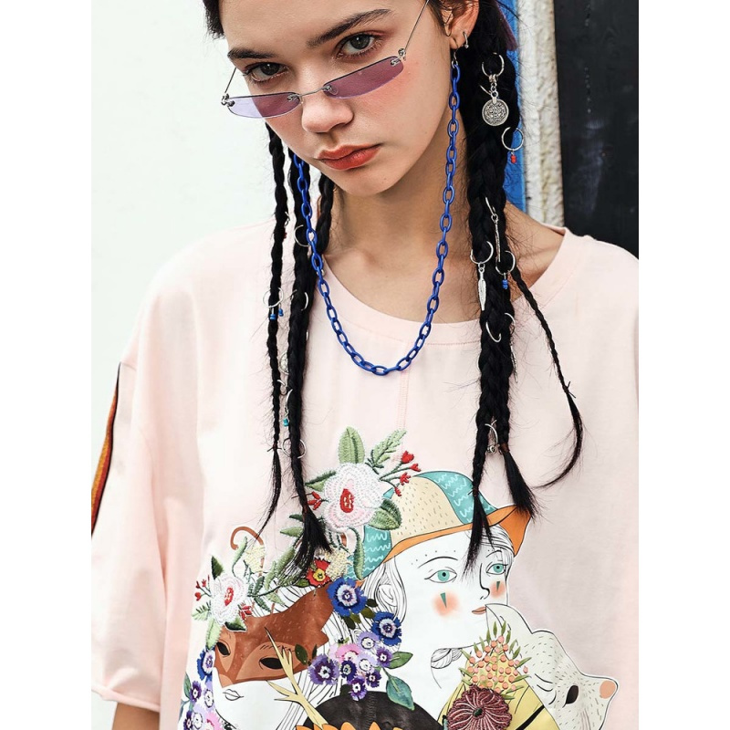 裂帛短袖针织连衣裙新款圆领少韩版印花休闲宽松裙子