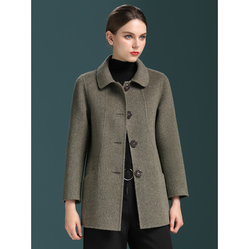 恒源祥女士毛呢大衣秋冬款双面呢羊毛大衣气质中年女装秋冬时尚毛呢
