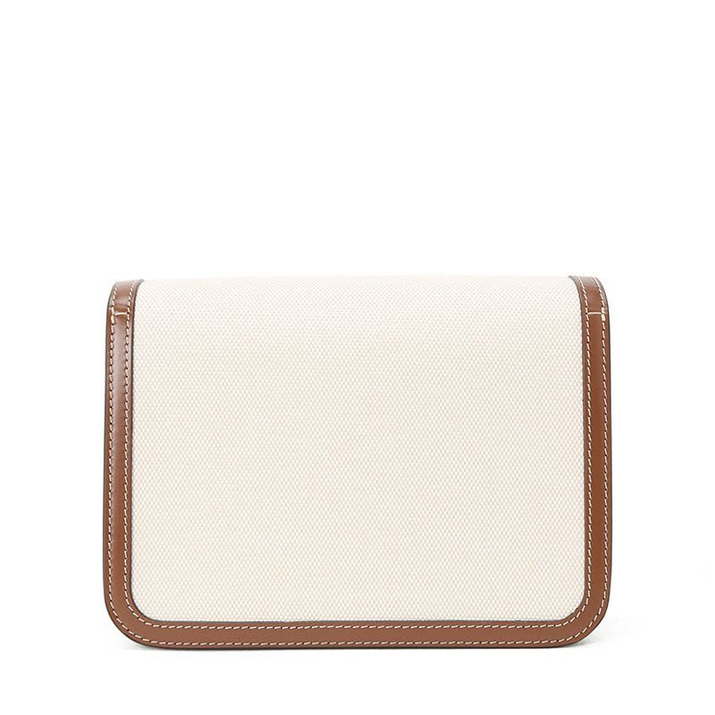 预订 BURBERRY TB 专属标识双色帆布拼皮革锁扣包单肩包斜挎包 小号 21*6*16CM图片