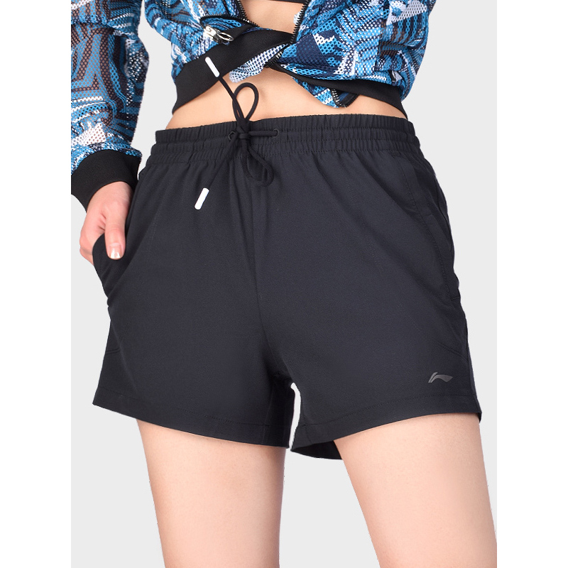 李宁lining短裤女士速干夏季轻薄透气宽松吸湿排汗跑步运动裤aksp044