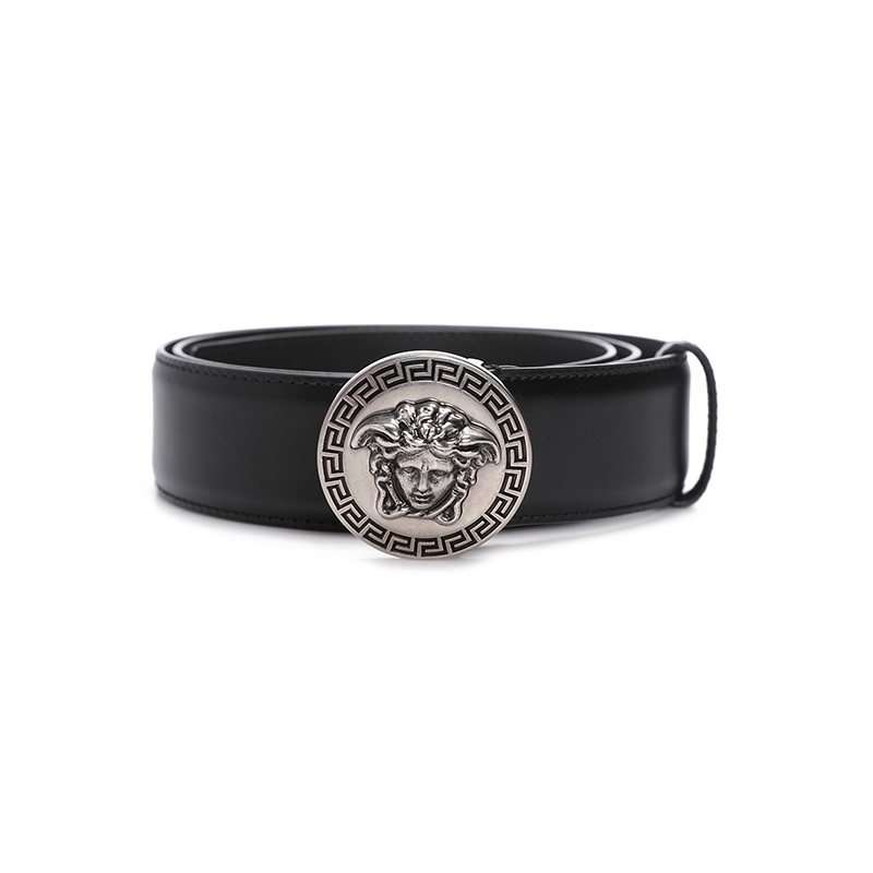 19ss新品 范思哲/VERSACE 男士皮带 美杜莎logo腰带 牛皮革 黑色 意大利进口