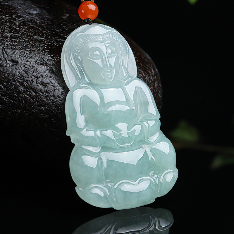 印象眸翡翠吊坠男款观音玉石坠子冰糯种菩萨挂件附送证书