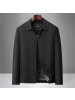 休闲翻领商务夹克男中年爸爸装秋季新款纯色拉链男士外套