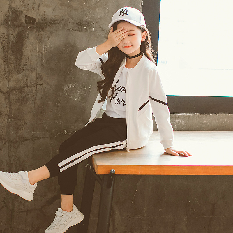 女童秋装套装2018新款童装韩版洋气潮衣服儿童休闲长袖上衣两件套