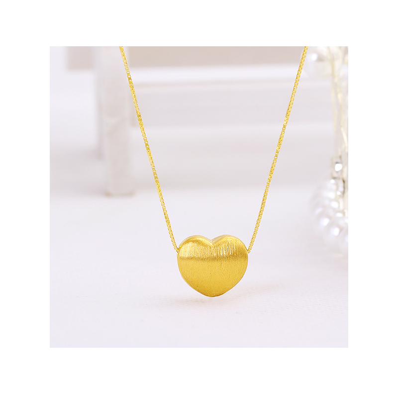 so珠宝3d硬金爱心吊坠足金999拉丝小心心吊坠转运珠黄金心形吊坠女款