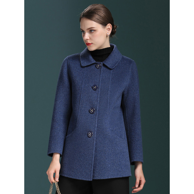 恒源祥女士毛呢大衣秋冬款双面呢羊毛大衣气质中年女装秋冬时尚毛呢