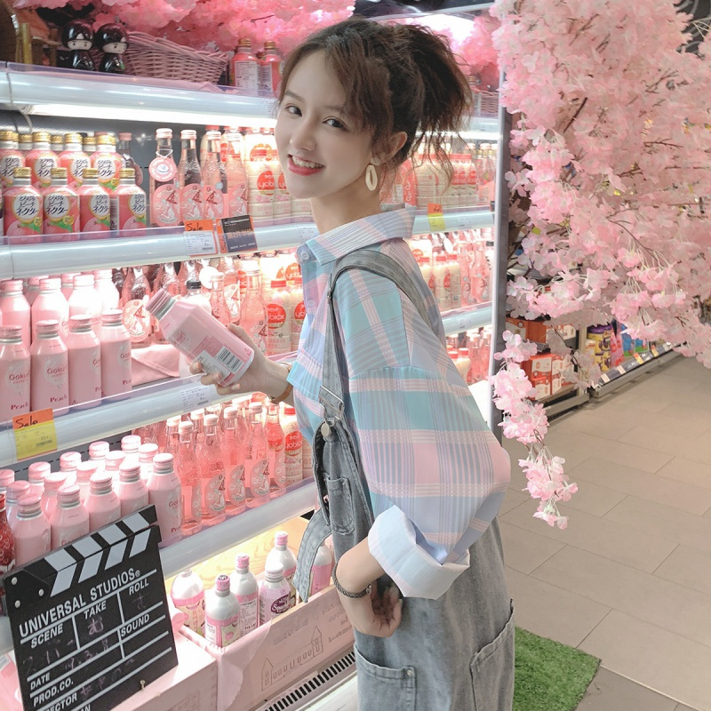 如熙 格子衬衫女防晒长袖外套女士衬衫