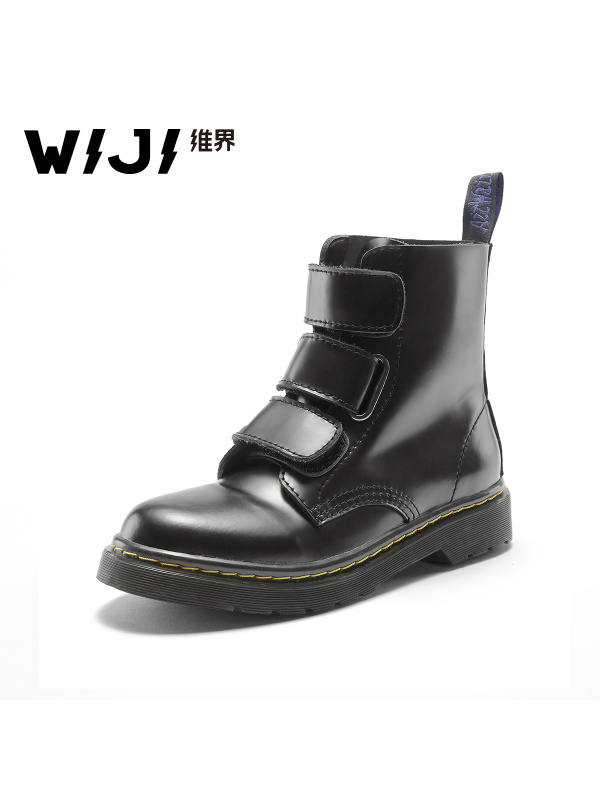 WIJI女鞋2018春季真皮新款韩版潮流马丁靴个性时尚厚底百搭休闲鞋