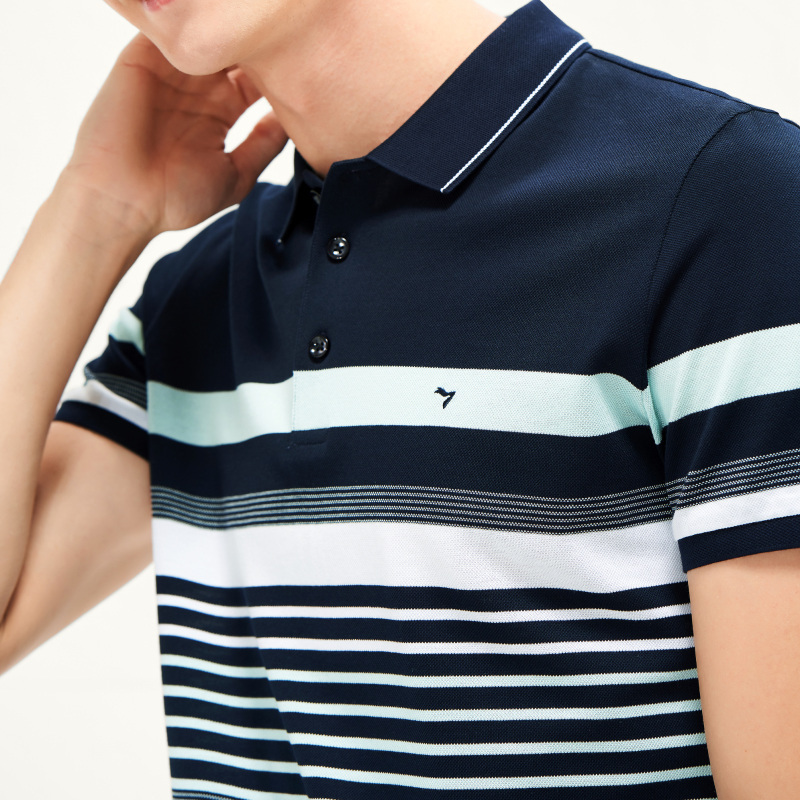 柒牌seven男装短袖t恤polo衫男2019春季纯色棉质翻领短袖