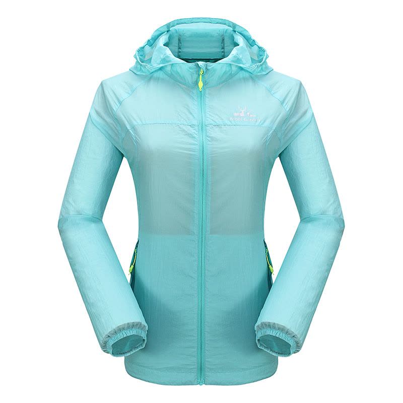 牧高笛户外徒步露营运动风衣轻薄防风防晒春夏季连帽皮肤衣女款图片