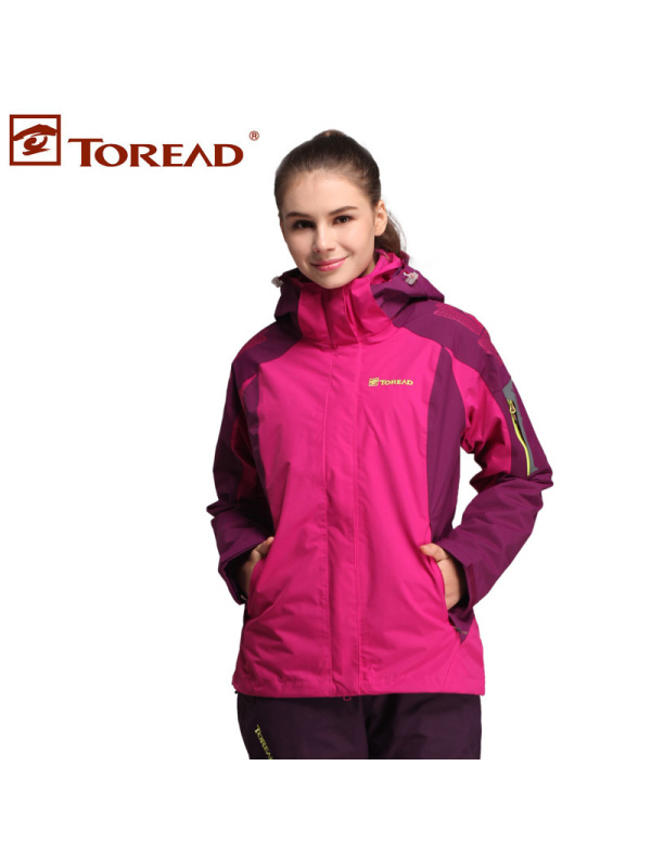 探路者秋冬女子户外三合一套绒冲锋衣防风保暖两件套冲锋衣